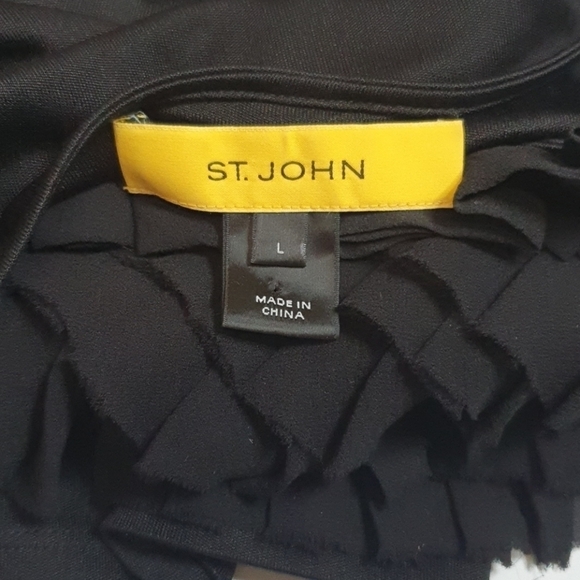 St John  100% Silk Ruffled Floral Detail  bow Silk Top - Picture 5 of 7